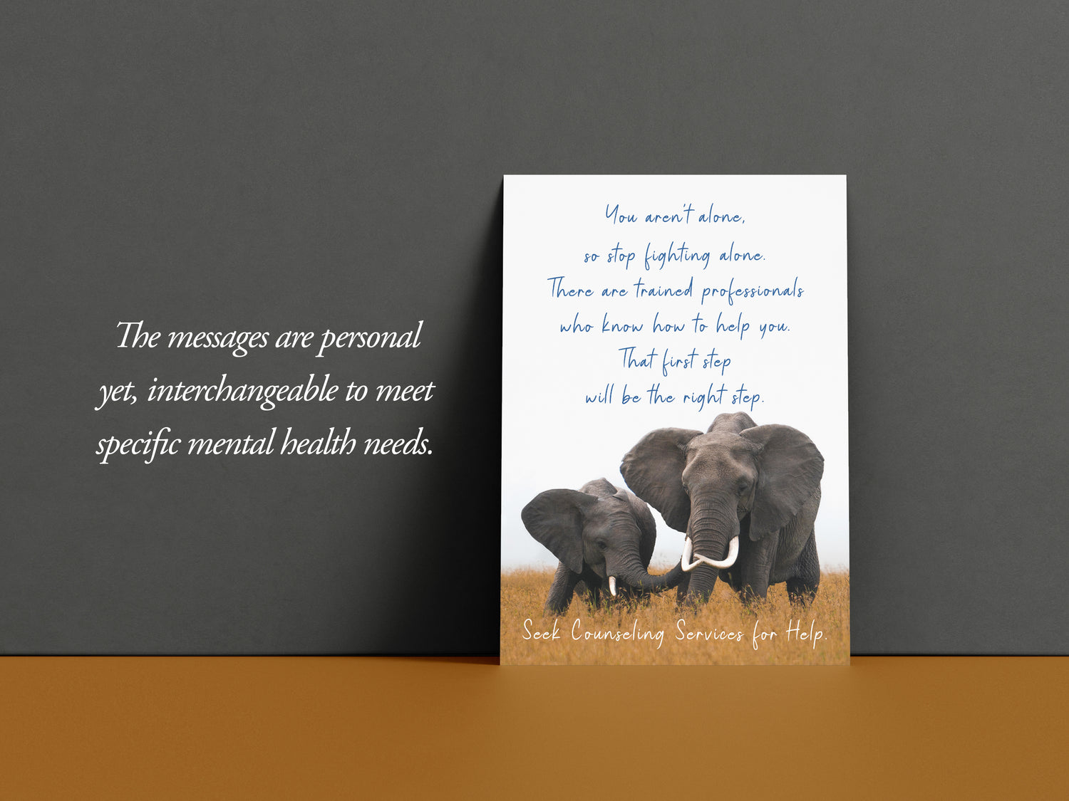 Mental Health Cards with messages that address mental health needs.