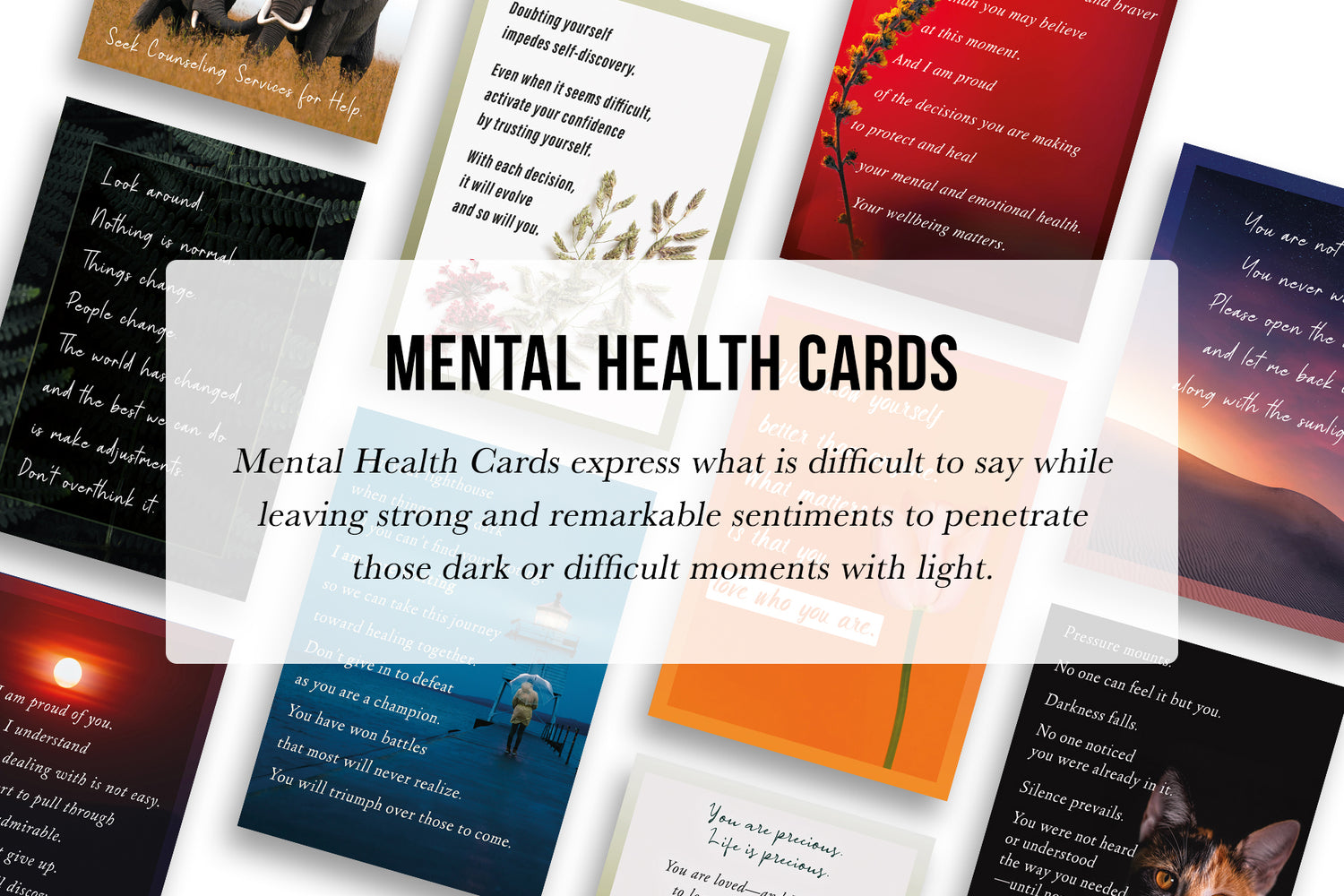 A new line of Mental Health Cards with uplifting messages that support those with mental health challenges.